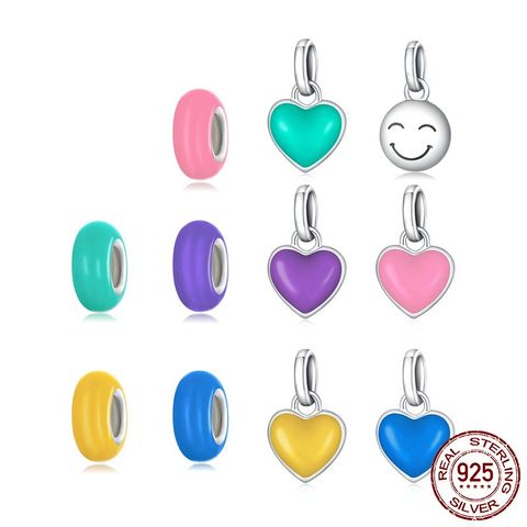 Simple Style Round Heart Shape Sterling Silver Enamel Bracelets Jewelry Accessories