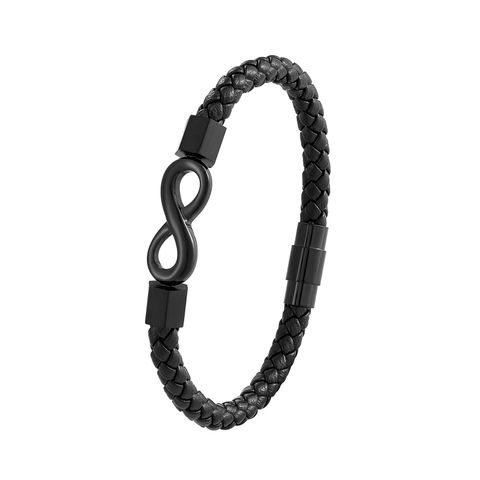Retro Infinity Leather Rope Titanium Steel Unisex Bracelets