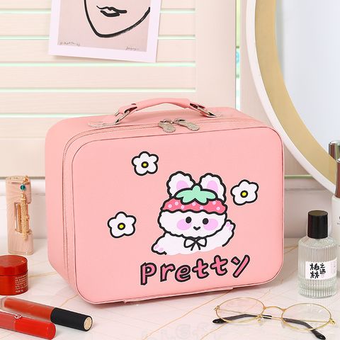 Cute Cartoon Pu Leather Square Makeup Bags