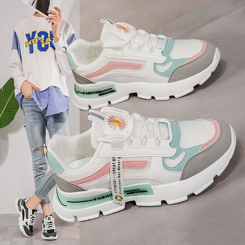 Women's Casual Color Block Round Toe Skate Shoes Sports Shoes