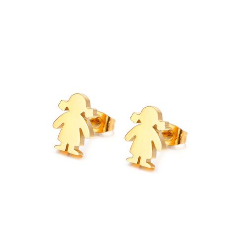 Simple Glossy Cartoon Little Girl Earrings Wholesale Nihaojewelry
