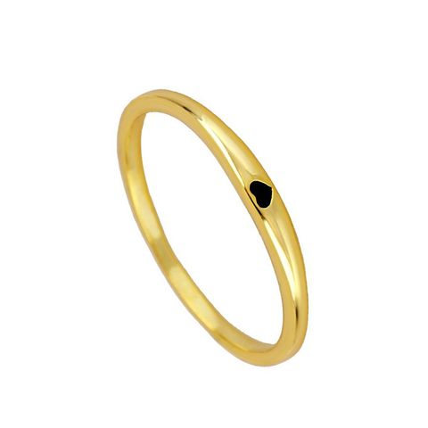 Simple Glossy High-grade Copper Ring Female Special-interest Design Epoxy Heart-shaped Trendy Personality Fashion 18k Gold Forefinger Ring