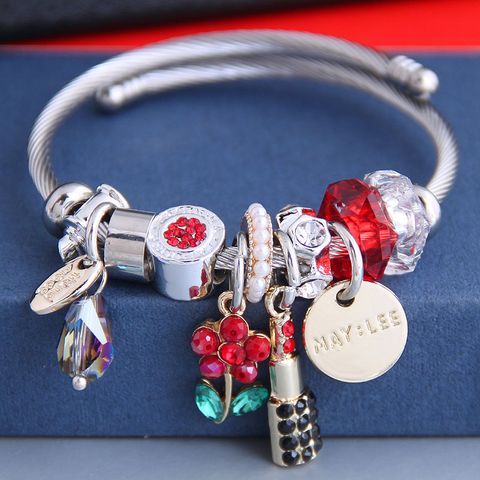 Fashion Metal Wild Pan Dl Sweet Flower Lipstick Multi-element Pendant Accessories Bracelet Nihaojewelry Wholesale