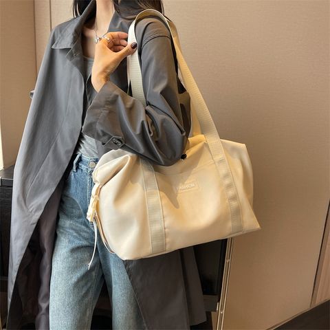 Women's Large Canvas Solid Color Basic Zipper Travel Bag