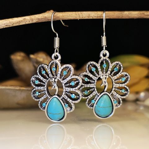 New Water Drop Pear-shaped Turquoise Peacock Earrings