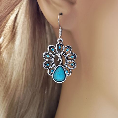 New Water Drop Pear-shaped Turquoise Peacock Earrings