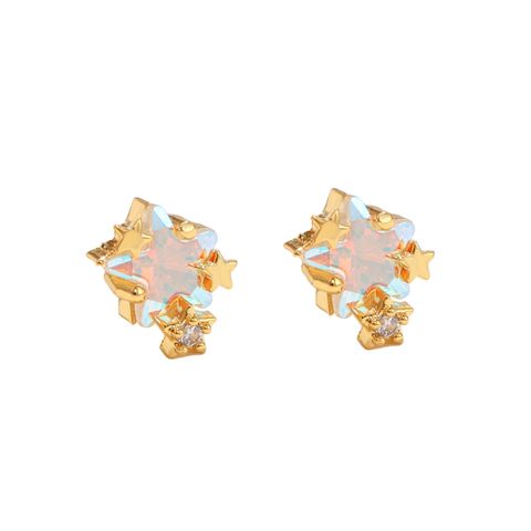 Starry Sky Earrings Copper 18k Gold Plated Earrings Planet Moon Color Earrings