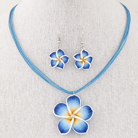 Bohemian Flower Alloy Rope Wholesale Earrings Necklace Jewelry Set