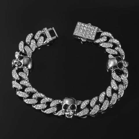 Hip-Hop Punk Skull Alloy Rhinestones Men's Bracelets Necklace