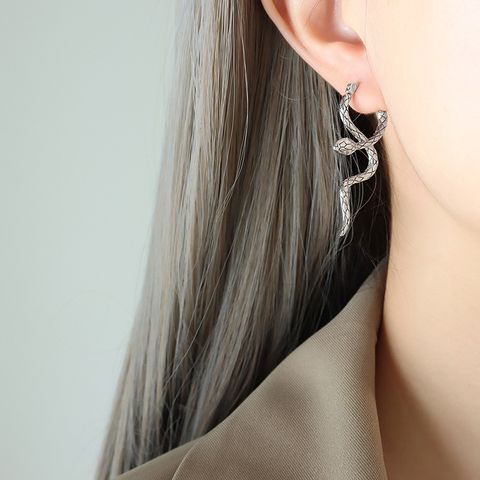 Fashion Snake Titanium Steel Plating Earrings 1 Pair