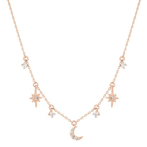 Fashion Simple Star And Moon Pendant Copper Inlaid Zircon Necklace
