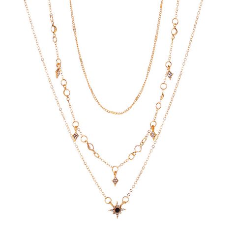 Three-layer Hexagon Star Pendant Necklace Clavicle Chain Geometry Diamond Multi-layer Alloy Necklace Wholesale Nihaojewelry