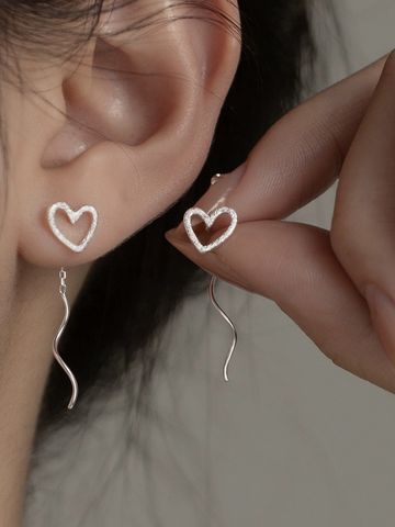 1 Pair Cute Sweet Heart Shape Alloy Ear Line