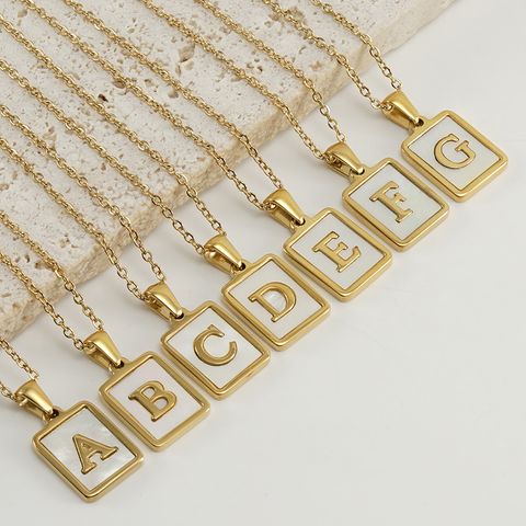 304 Stainless Steel Casual Commute Plating Inlay Letter Shell Pendant Necklace