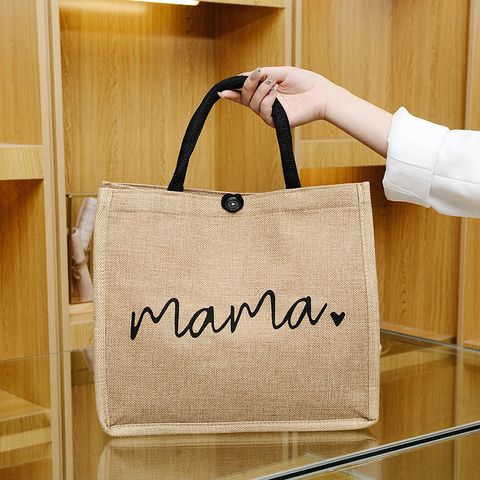 Women's Vintage Style Letter Cotton And Linen Shopping Bags