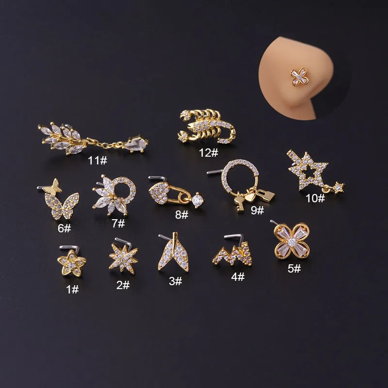 Stainless Steel 8-Piece Set of Zircon Nose Piercing Jewelry - China Body Piercing  Jewelry and Pentagram Earrings price | Made-in-China.com