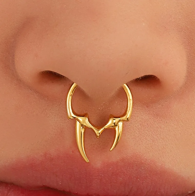Wholesale fashion gothic irregular horn nasal splint non-perforated nose  ring - Nihaojewelry