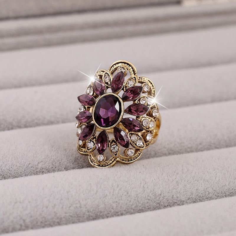 Occident Alloy Ring ( Purple-imitated Crystal ) Nhkq0216