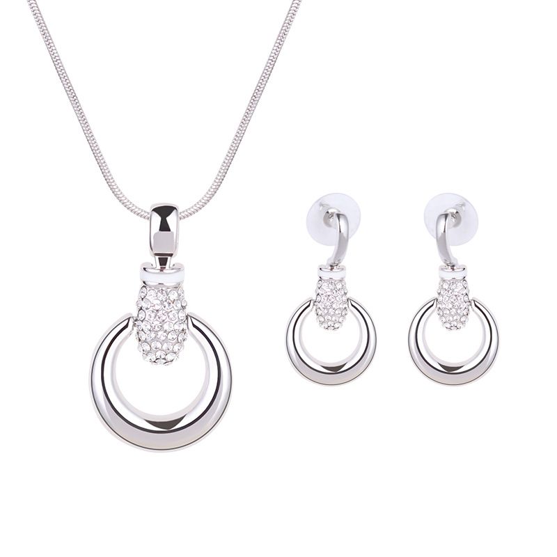 Occident Alloy Drill Set Earring + Necklace Nhxs0639