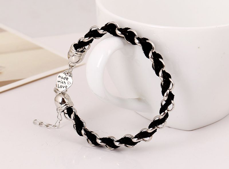 Korean Korean Velvet Heart-shaped Bracelet ( Black ) Nhpk0251-black