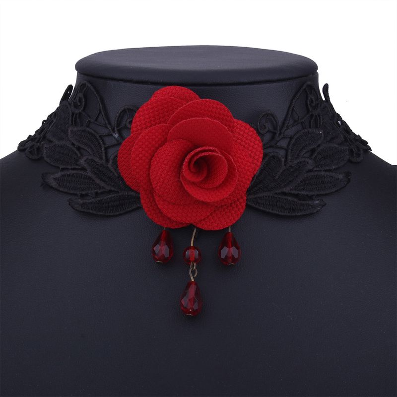 Heiß Verkaufte Gotische Palast Retro-stil Spitze Hohle Halskette Rose Kurze Bündel Hals Halskette