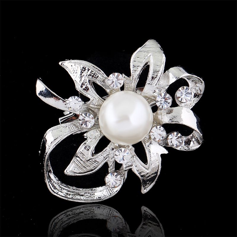 Simple Alloy Plating Brooch Flowers (white K Ab085-a)  Nhdr2196