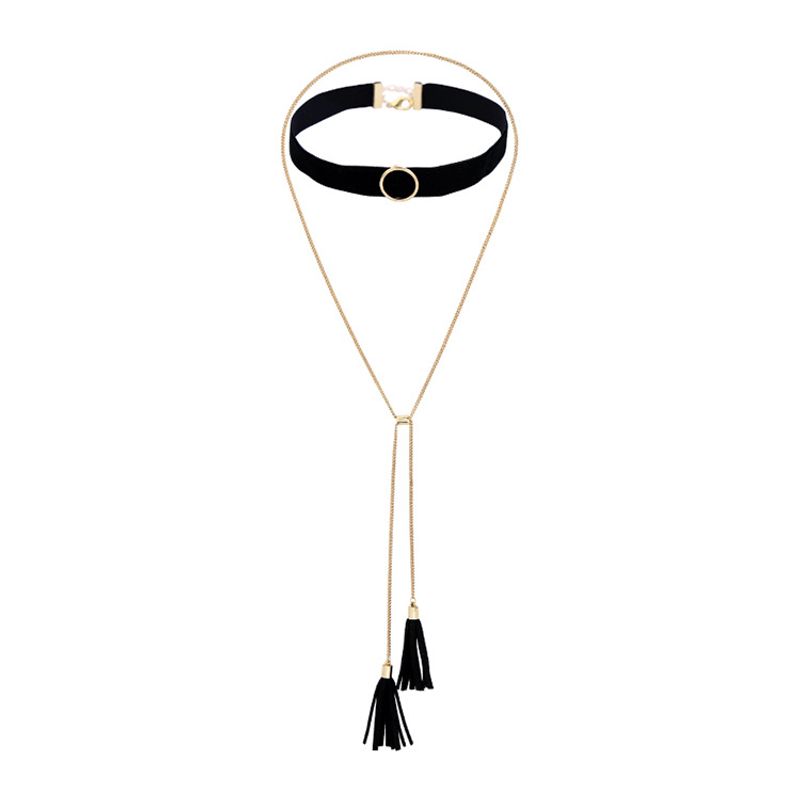 Fashion Alloy Plating Necklace Tassel (black)  Nhqd4218-black