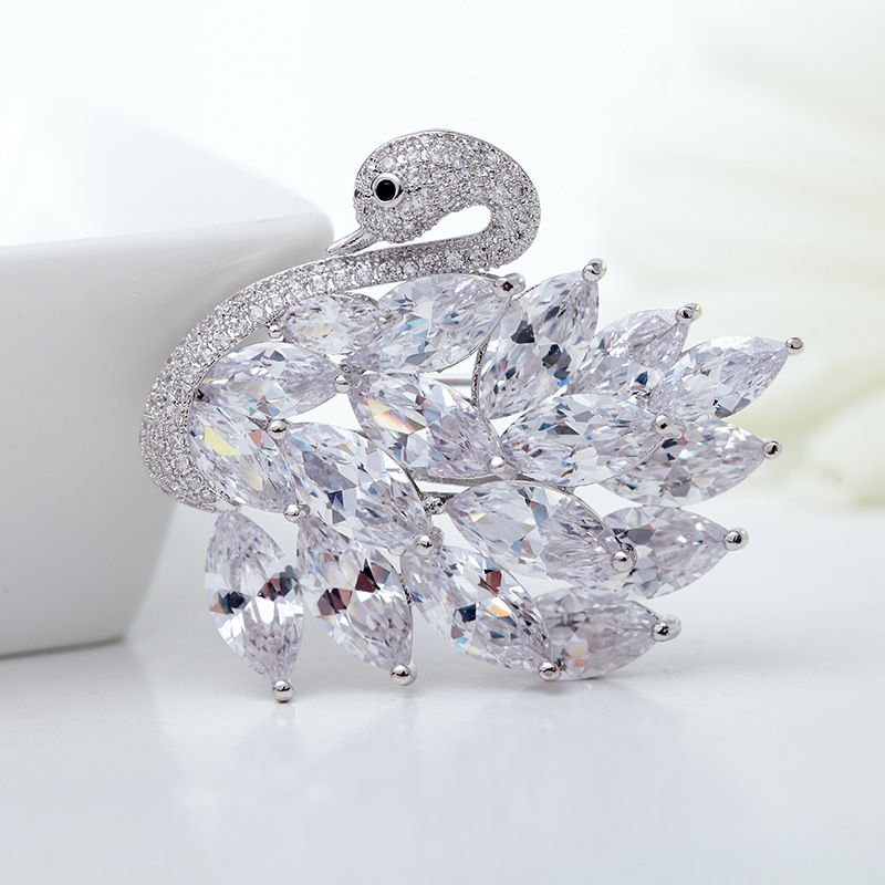 Fashion Zircon  Brooch  (white-17a05)  Nhtm0020-white-17a05