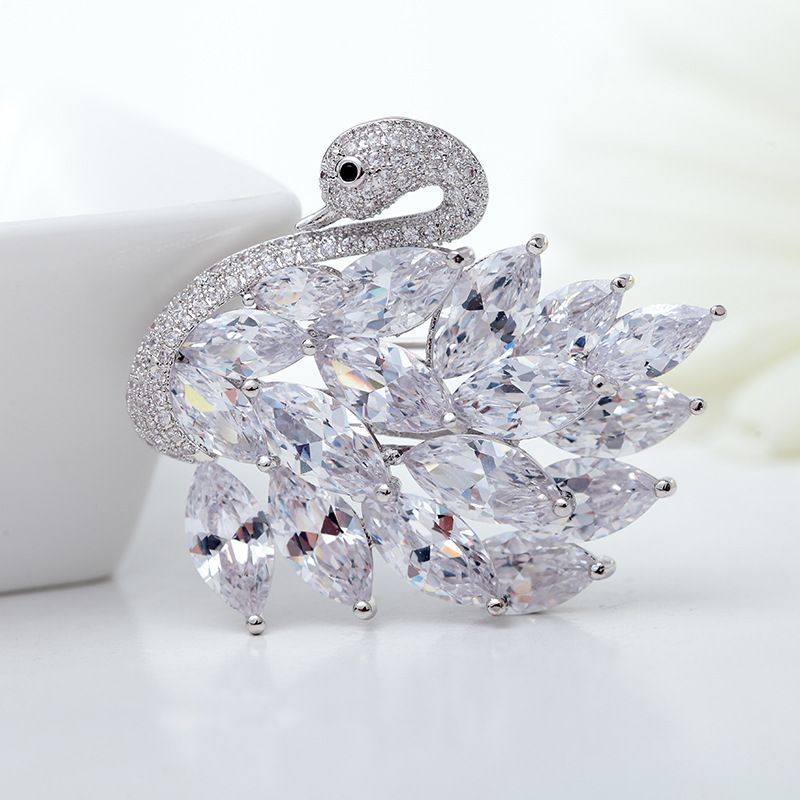 Jinseshijia Swan Broche Aaa Zircon Incrusté De Mode De Mode De Femmes Cadeau