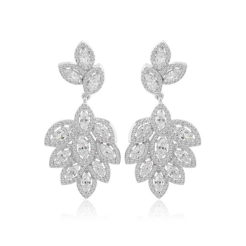 Jinse Aaa Zircon Gracieux Boucles D'oreilles Coréenne Bijoux Élégants Femelle Usine En Gros Cadeau