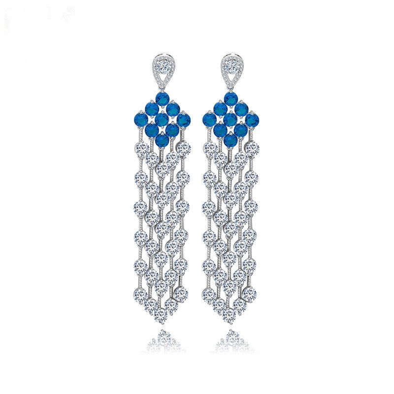 Jinse Ivre Boucles D'oreilles Aaa Zircon Super Flash Européen Et Américain Mariée Dîner Goutte Boucle D'oreille Usine En Gros Cadeau