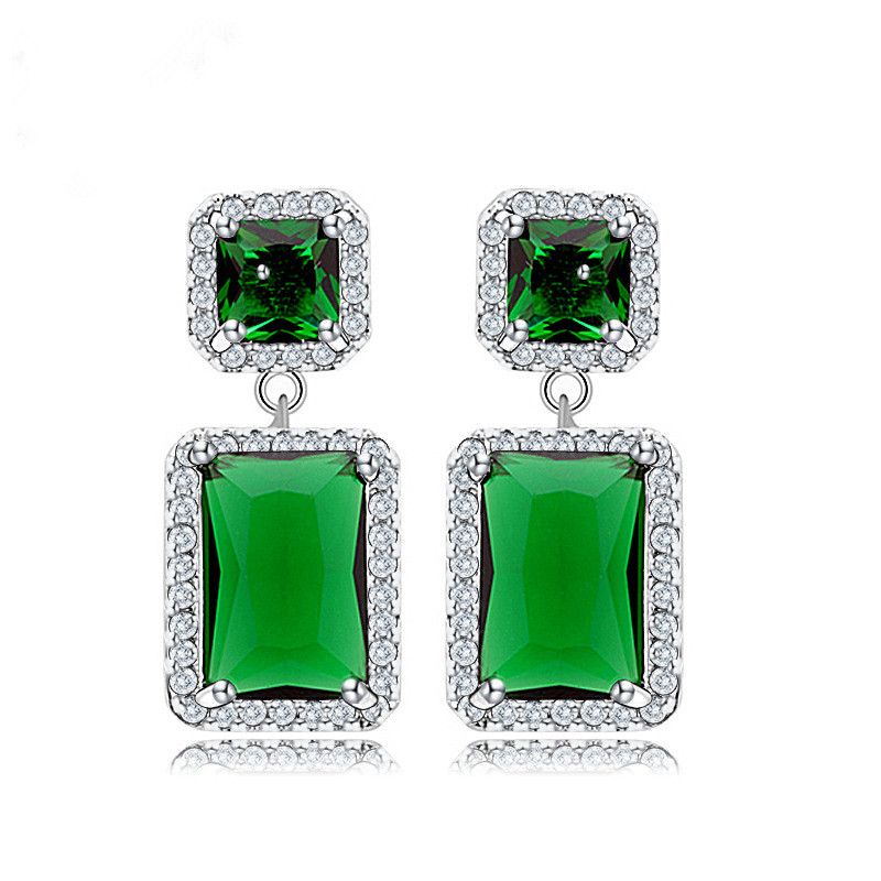 Fashion Zircon Plating Earrings  (emerald-01g10)  Nhtm0063-emerald-01g10
