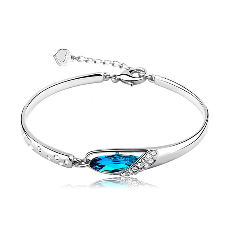 Jinse Verre Chaussures Mer Bleu/foncé Bleu Cristal Autrichien Bracelet Usine Cadeau En Gros Bracelet Pour Les Femmes