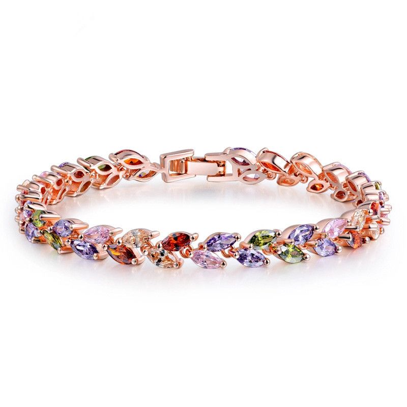 Korea Zircon Inlaid Precious Stones Bracelets  (colorful 17cm-11g02)  Nhtm0165-colorful 17cm-11g02