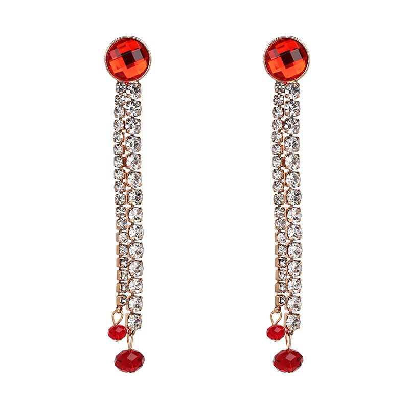 Other Imitated Crystal&cz  Earrings Geometric (red)  Nhjj3875-red