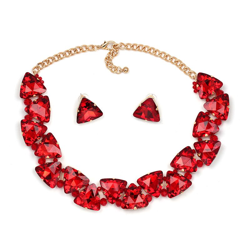 Fashion Imitated Crystal&cz  Jewelry Set Geometric (red)  Nhjj3876-red