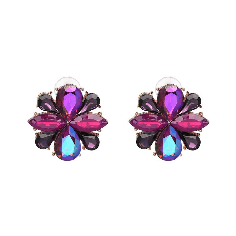 Fashion Imitated Crystal&cz  Earrings Flowers (purple)  Nhjj3881-purple
