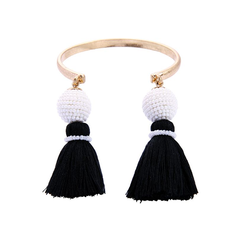 Fashion Alloy Plating Bracelet Tassel (black And White)  Nhqd4343-black And White
