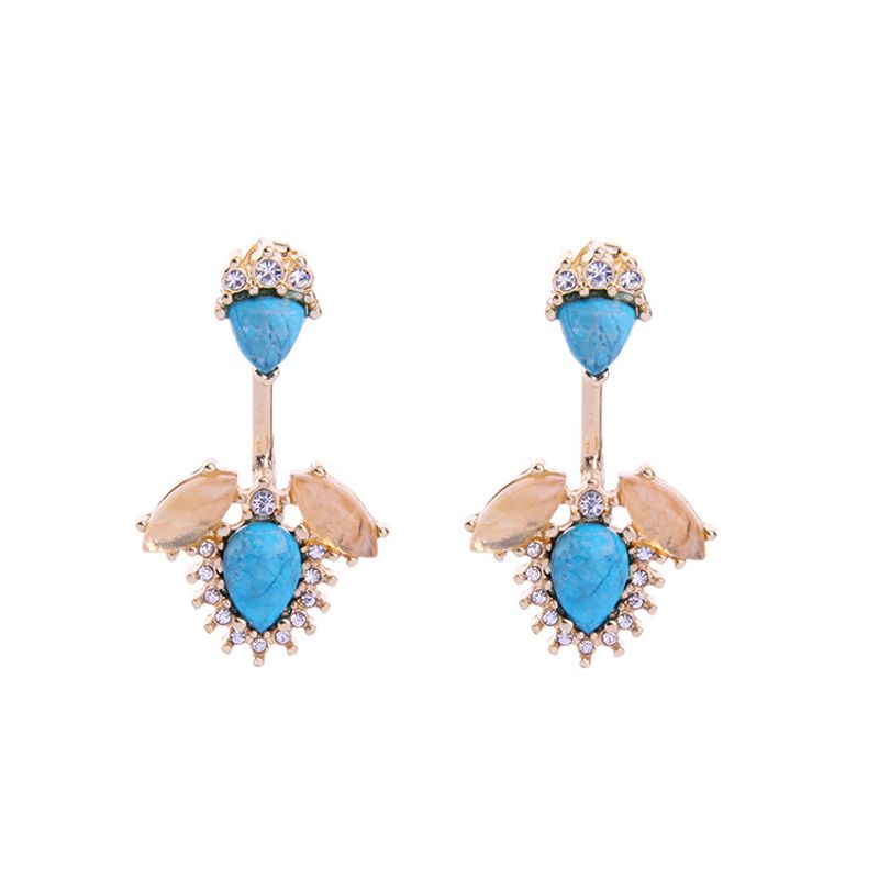 Fashion Alloy Rhinestone Earrings Geometric (blue)  Nhqd4256-blue