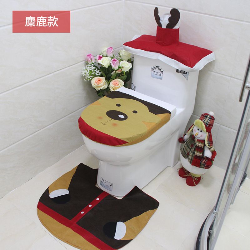 Spot-verkauf Weihnachts Mann Toiletten Abdeckung Weihnachts Mann Toiletten Abdeckung Fuß Polster Wassertank Abdeckung Papier Handtuch Abdeckung