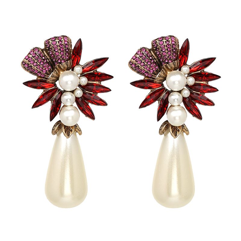 Other Beads  Earrings Flowers (red)  Nhjj3660-red