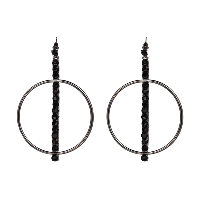 Other Alloy Rhinestone Earrings Geometric (black)  Nhjj3668-black