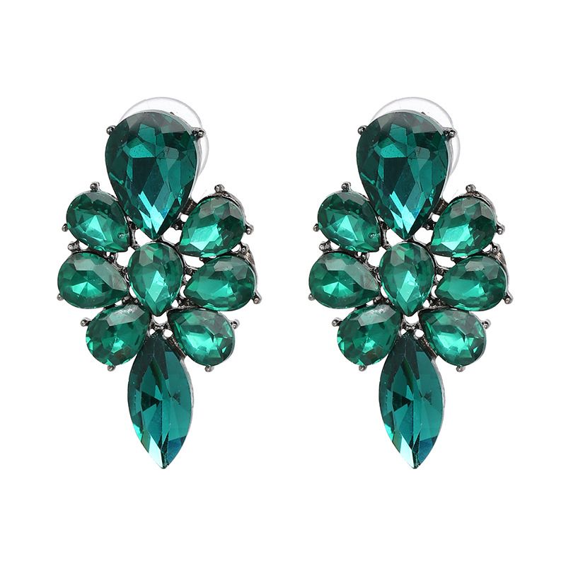 Simple Imitated Crystal&cz  Earrings Flowers (green)  Nhjj3673-green