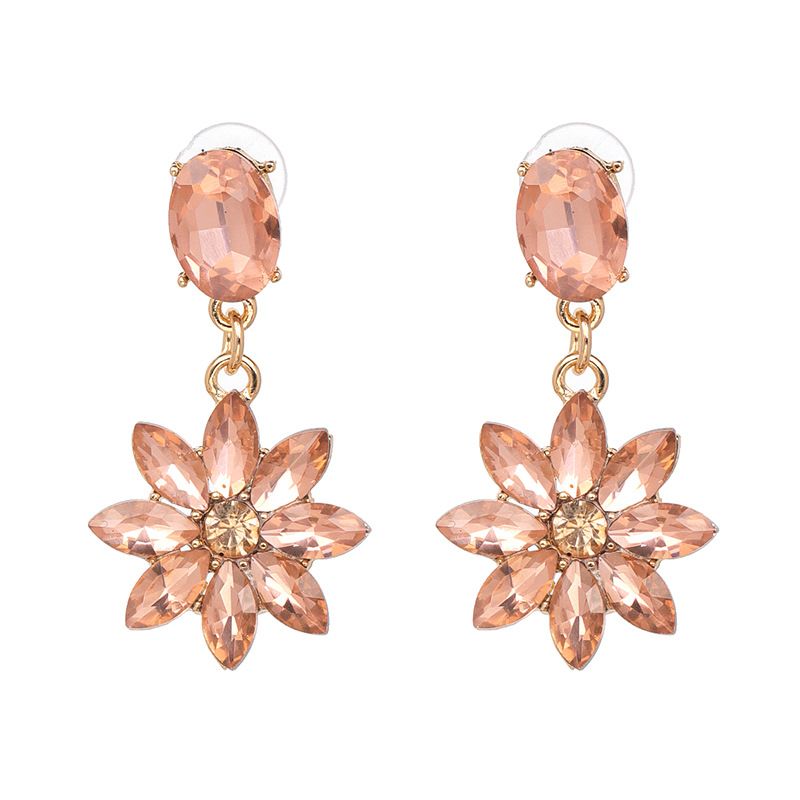 Simple Imitated Crystal&cz  Earrings Flowers (pink)  Nhjj3730-pink