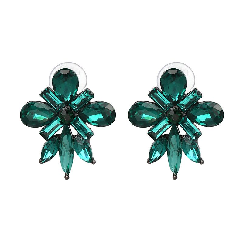 Korea Plastic  Earring Flowers (green)  Nhjj3820-green