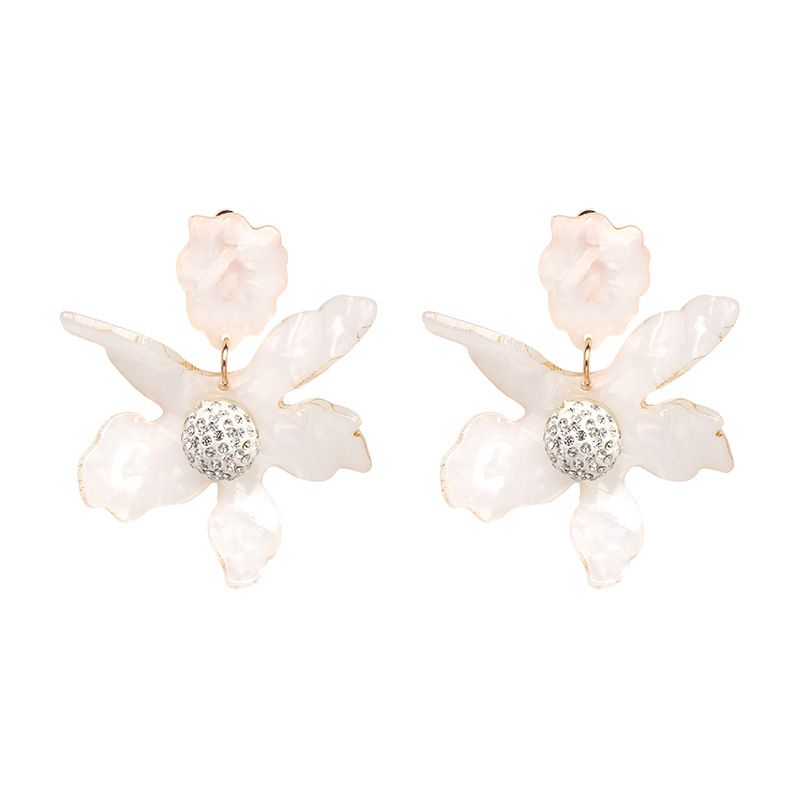 Fashion Acrylic  Earring Flowers (white)  Nhjj3859-white