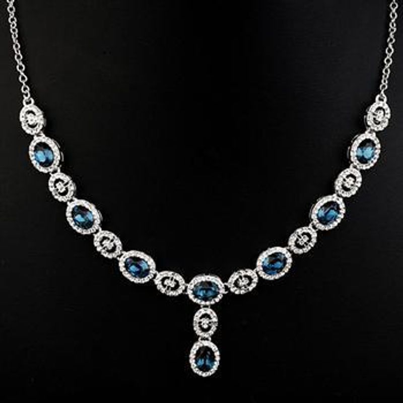Korean Version Of Korean / Korean Style Alloy Austrian Imitated Crystal Necklace (blue)  Nhlj2656