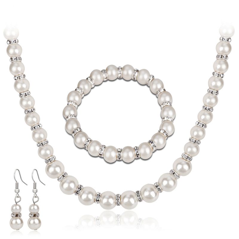 Neue Außenhandels Halsketten Großhandel Perlenkette Set Armband Ohrringe Dreiteiliges Schmuck Kombination Hersteller Erhältlich