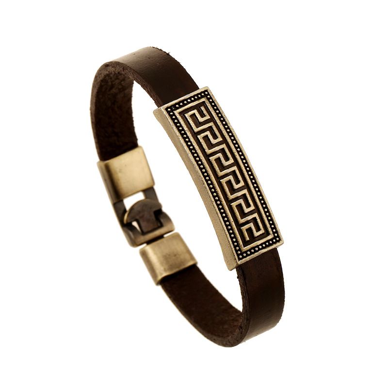 Gtd025 Alliage Rétro Simple Bovins En Cuir Bracelet Croix-frontière Fournir Une Livraison Rapide Européen Et Américain Hommes De Bracelet En Cuir