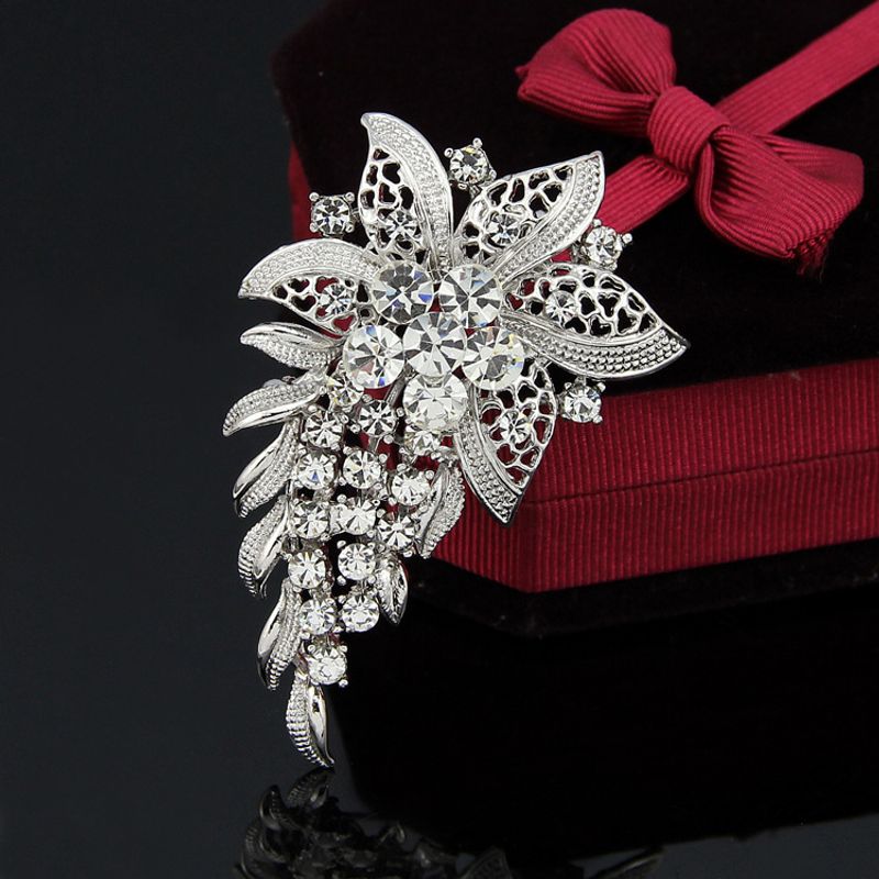 Braut Brosche Europäische Und Amerikanische Retro Blume Diamant Legierung Brosche Voll Diamant Qualität Corsage Hersteller Großhandel